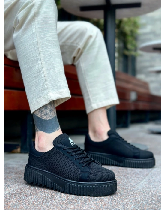 Ba0803 Boa Yüksek Siyah Taban Triko Siyah Erkek Ayakkabı Erkek Günlük Ayakkabı