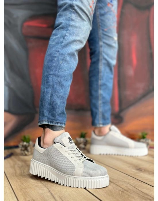 Ba0803 Boa Yüksek Taban Gri Triko Gri Taban Erkek Ayakkabı Erkek Günlük Ayakkabı