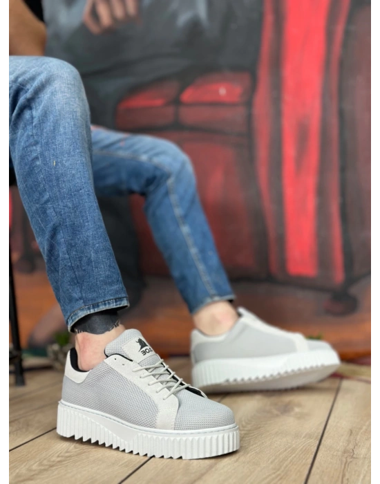 Ba0803 Boa Yüksek Taban Gri Triko Gri Taban Erkek Ayakkabı Erkek Günlük Ayakkabı