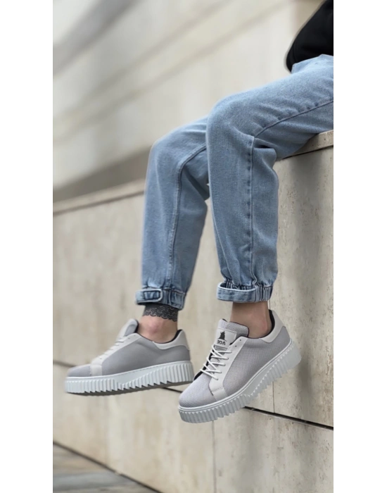 Ba0803 Boa Yüksek Taban Gri Triko Gri Taban Erkek Ayakkabı Erkek Günlük Ayakkabı