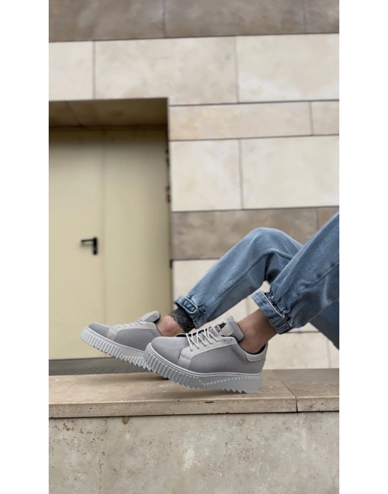 Ba0803 Boa Yüksek Taban Gri Triko Gri Taban Erkek Ayakkabı Erkek Günlük Ayakkabı