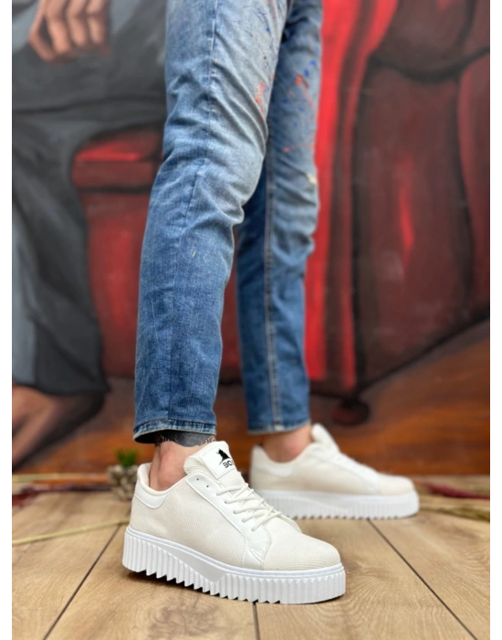Ba0803 Boa Yüksek Taban Triko Beyaz Erkek Ayakkabı Erkek Günlük Ayakkabı