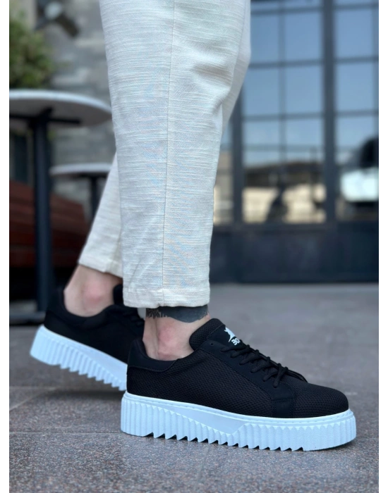 Ba0803 Boa Yüksek Taban Triko Siyah Erkek Ayakkabı Erkek Günlük Ayakkabı