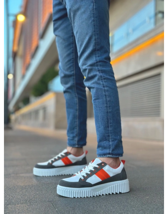 Ba0804 Boa Yüksek Beyaz Taban Turuncu Detaylı Bağcıklı Erkek Ayakkabı Erkek Günlük Ayakkabı