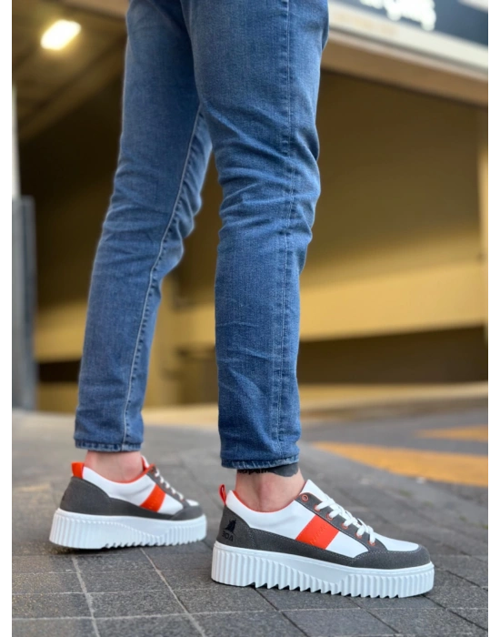 Ba0804 Boa Yüksek Beyaz Taban Turuncu Detaylı Bağcıklı Erkek Ayakkabı Erkek Günlük Ayakkabı