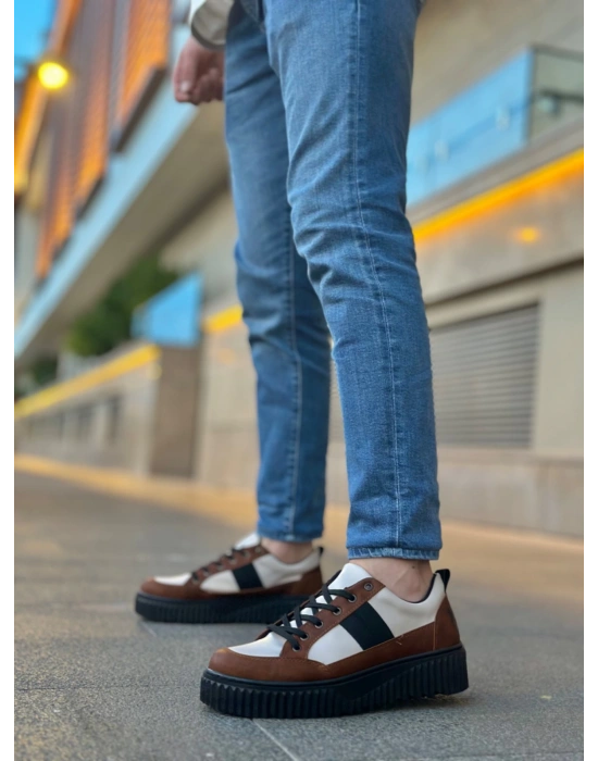 Ba0804 Boa Yüksek Siyah Taban Kahve Detaylı Bağcıklı Erkek Ayakkabı Erkek Günlük Ayakkabı