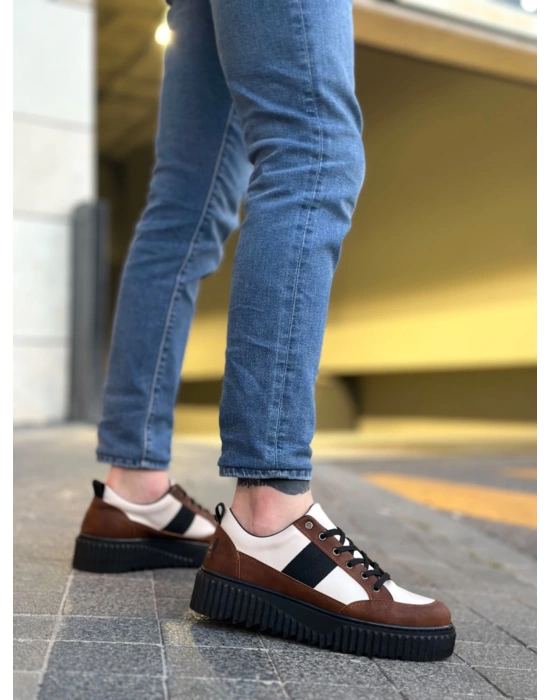 Ba0804 Boa Yüksek Siyah Taban Kahve Detaylı Bağcıklı Erkek Ayakkabı Erkek Günlük Ayakkabı