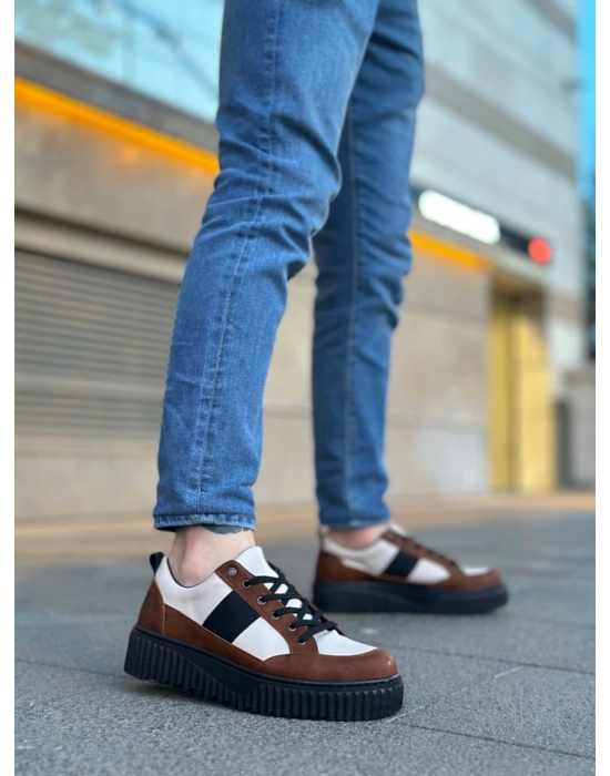 Ba0804 Boa Yüksek Siyah Taban Kahve Detaylı Bağcıklı Erkek Ayakkabı Erkek Günlük Ayakkabı