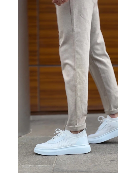 Ba0812 Özel Örme Triko Tarz Beyaz Renk Erkek Spor Ayakkabı