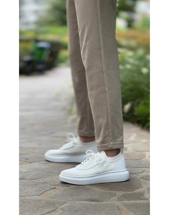 Ba0812 Özel Örme Triko Tarz Beyaz Renk Erkek Spor Ayakkabı