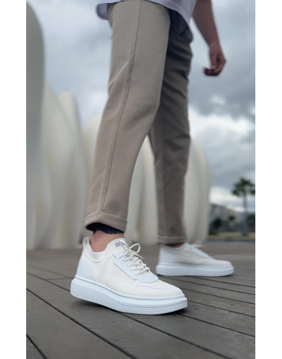 Ba0812 Özel Örme Triko Tarz Beyaz Renk Erkek Spor Ayakkabı