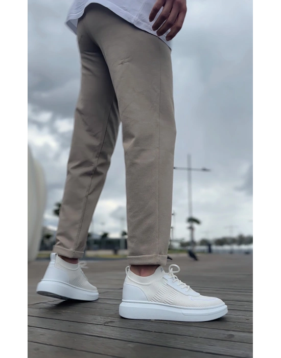 BA0812 Özel Örme Triko Tarz Beyaz Renk Spor Ayakkabı