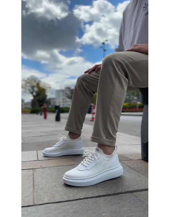 BA0812 Özel Örme Triko Tarz Beyaz Renk Spor Ayakkabı