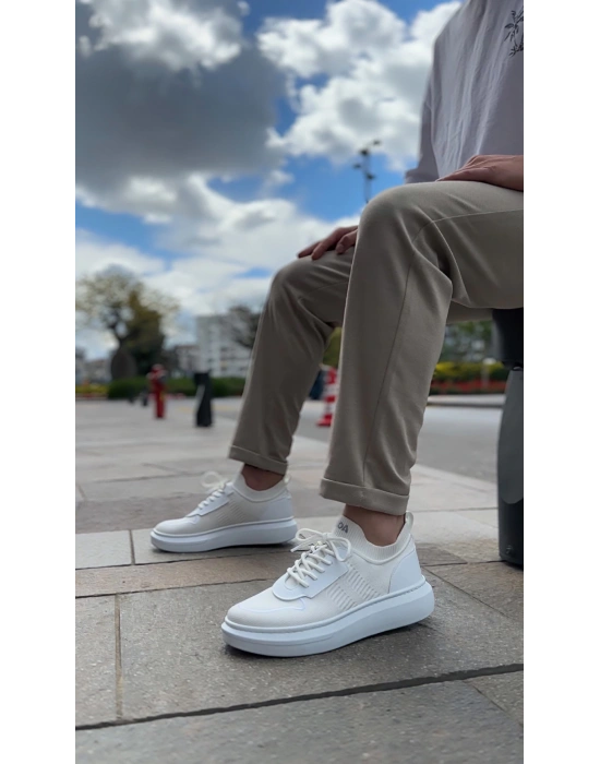 Ba0812 Özel Örme Triko Tarz Beyaz Renk Erkek Spor Ayakkabı