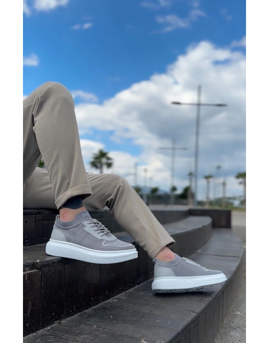 Ba0812 Özel Örme Triko Tarz Gri Renk Erkek Spor Ayakkabı