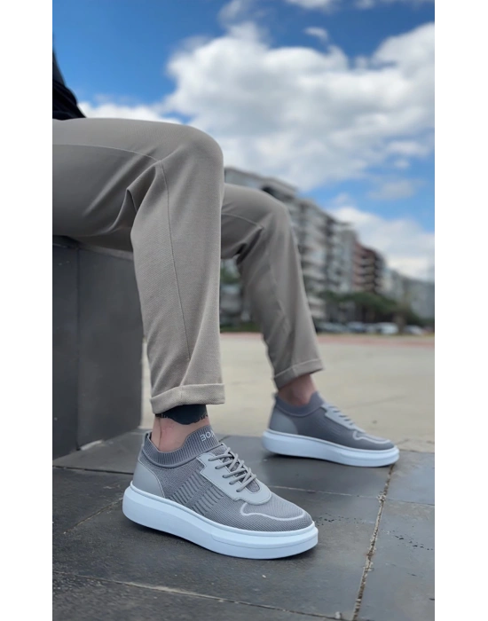 Ba0812 Özel Örme Triko Tarz Gri Renk Erkek Spor Ayakkabı