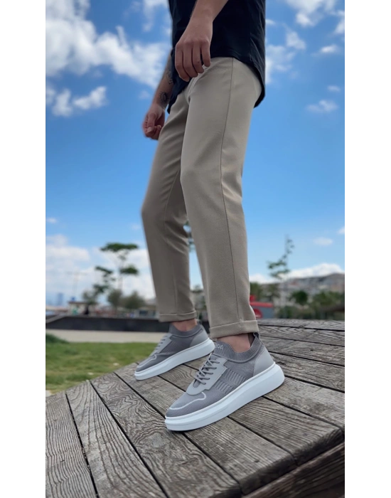 Ba0812 Özel Örme Triko Tarz Gri Renk Erkek Spor Ayakkabı