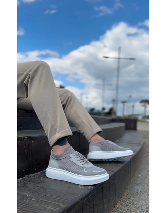 Ba0812 Özel Örme Triko Tarz Gri Renk Erkek Spor Ayakkabı