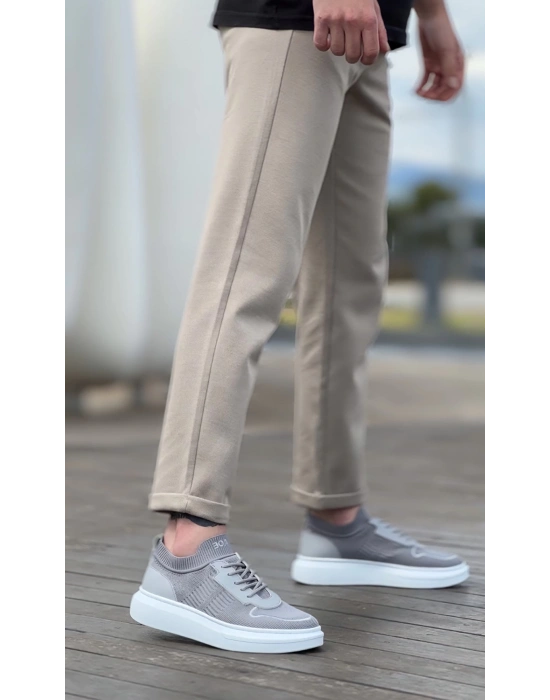 Ba0812 Özel Örme Triko Tarz Gri Renk Erkek Spor Ayakkabı