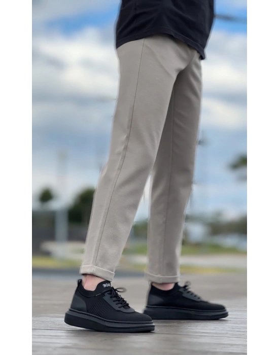 BA0812 Özel Örme Triko Tarz Siyah Renk Siyah Taban Spor Ayakkabı