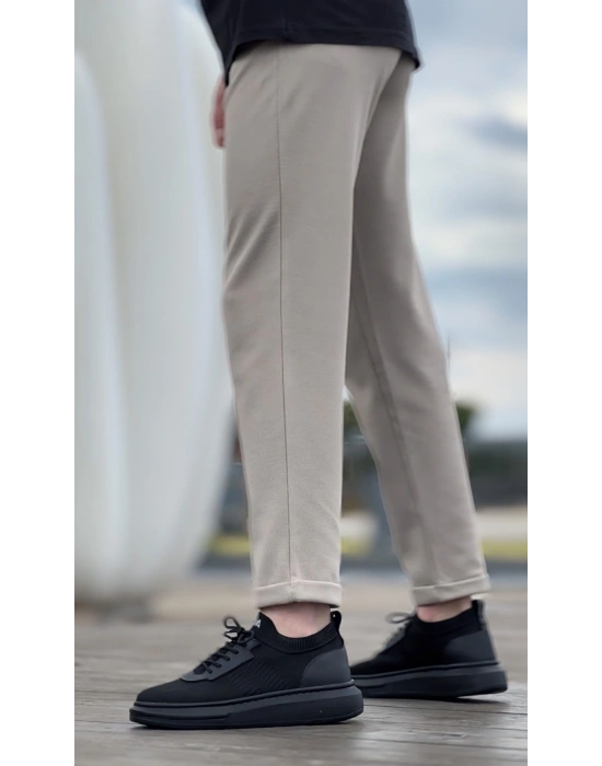 BA0812 Özel Örme Triko Tarz Siyah Renk Siyah Taban Spor Ayakkabı