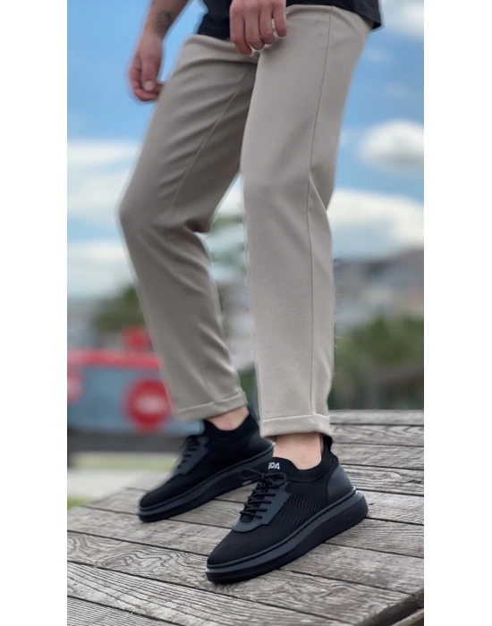 Ba0812 Özel Örme Triko Tarz Siyah Renk Siyah Taban Erkek Spor Ayakkabı