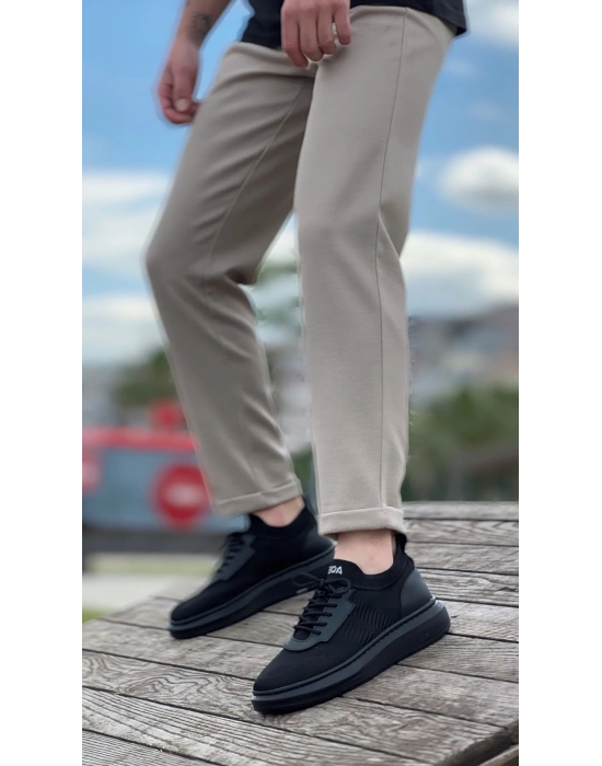 BA0812 Özel Örme Triko Tarz Siyah Renk Siyah Taban Spor Ayakkabı