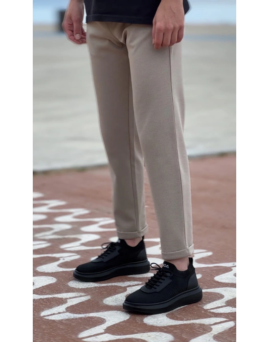 Ba0812 Özel Örme Triko Tarz Siyah Renk Siyah Taban Erkek Spor Ayakkabı