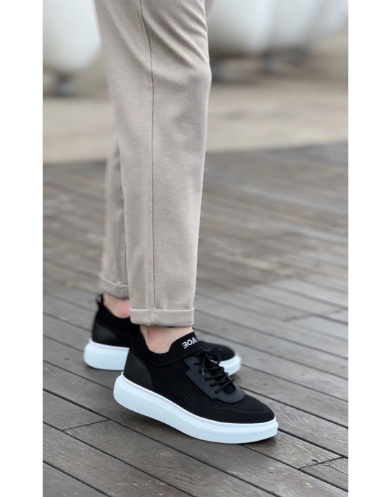 BA0812 Özel Örme Triko Tarz Siyah Renk Spor Ayakkabı