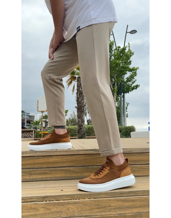 BA0812 Özel Örme Triko Tarz Taba Renk Spor Ayakkabı
