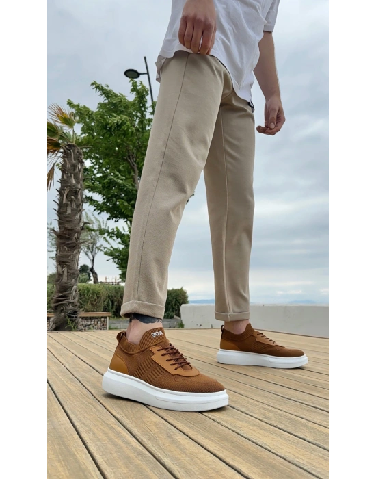 BA0812 Özel Örme Triko Tarz Taba Renk Spor Ayakkabı