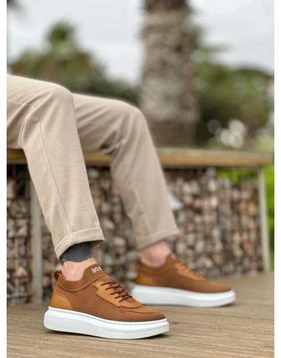 BA0812 Özel Örme Triko Tarz Taba Renk Spor Ayakkabı