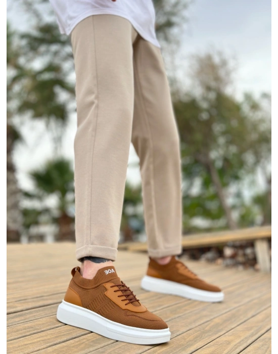 BA0812 Özel Örme Triko Tarz Taba Renk Spor Ayakkabı