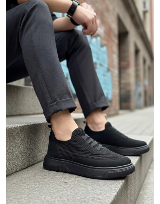 BA0911 Özel Örme Triko Deri Tozu Detaylı Günlük Spor Ayakkabı