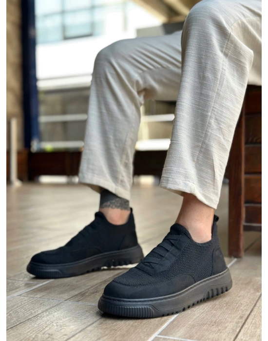 Ba0911 Özel Örme Triko Deri Tozu Detaylı Günlük Spor Ayakkabı Erkek Günlük Ayakkabı