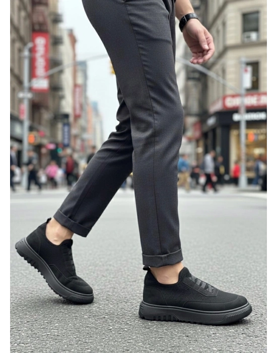 BA0911 Özel Örme Triko Deri Tozu Detaylı Günlük Spor Ayakkabı