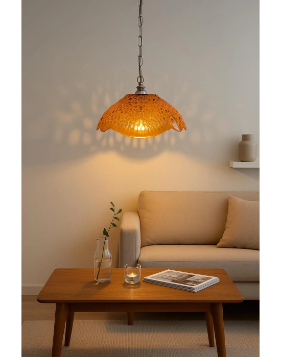 Bal Rengi Akrilik Avize Modern Dekoratif Aydınlatma 35x35x12 cm