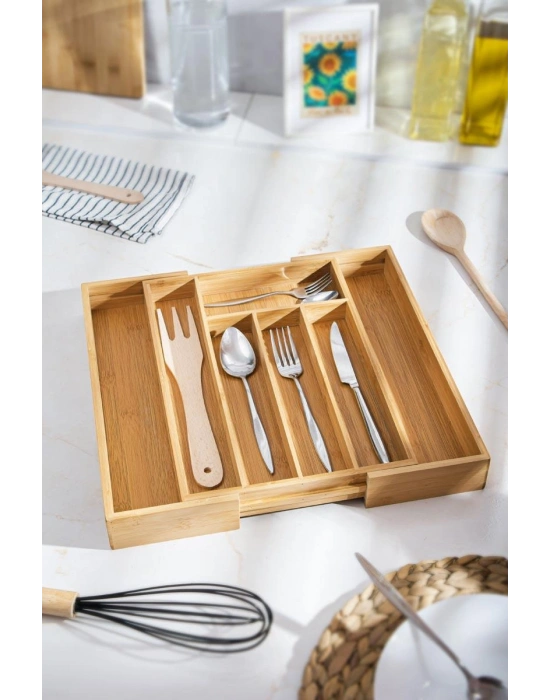 Bambu Ayarlanabilir Çekmece içi Kaşıklık & Çekmece İçi Organizer  (25*35*5 / 39*35*5)