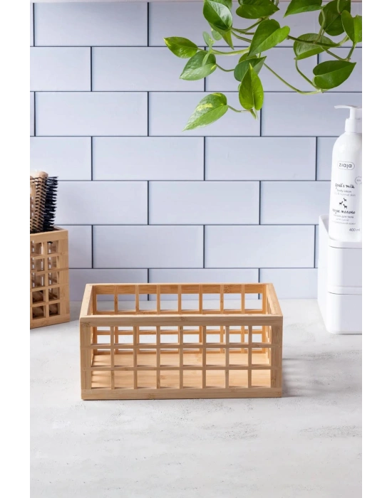 Bambu Organizer Büyük Dolap İçi Düzenleyici Sepet 18x26 cm