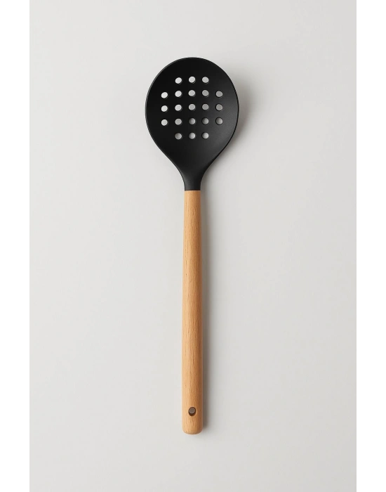 Bambu Saplı Siyah Silikon Kevgir 9×32×3 cm