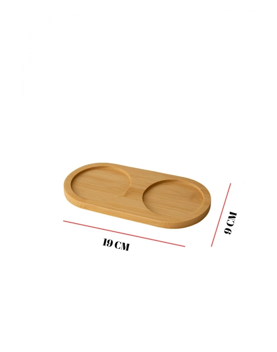 Bambu Yağdanlık Altlığı Çift Yuvalı 9x19 Cm