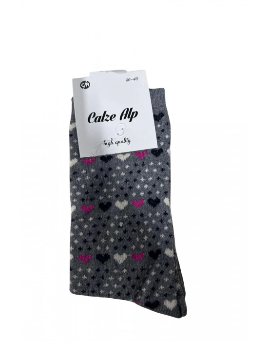 Barış Kalp Desenli Likralı Kadın Soket Çorap 1 Adet