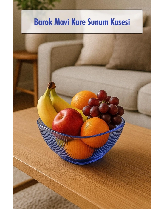 Barok Mavi Orta Boy Kare Kase & Sunum Kasesi - 1,5 Lt
