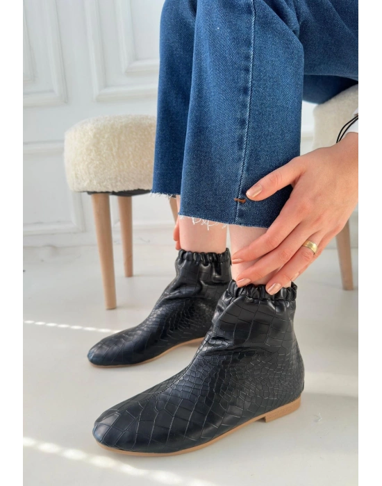 Barxi Siyah Cilt Desenli Kadın Bot