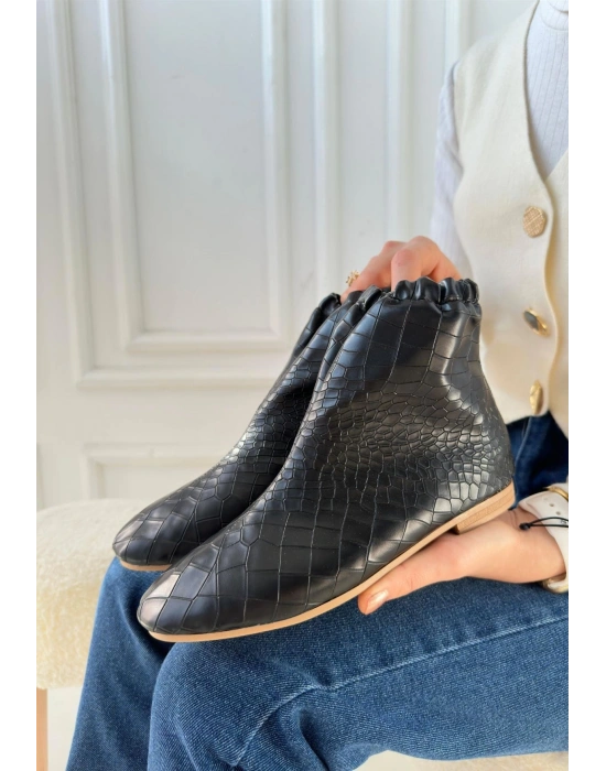 Barxi Siyah Cilt Desenli Kadın Bot