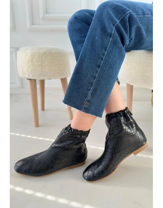 Barxi Siyah Cilt Desenli Kadın Bot
