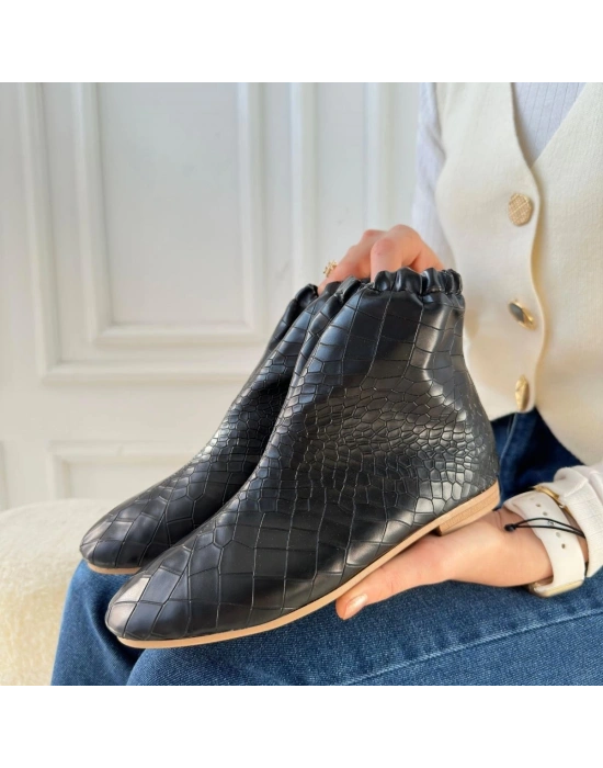 Barxi Siyah Cilt Desenli Kadın Bot