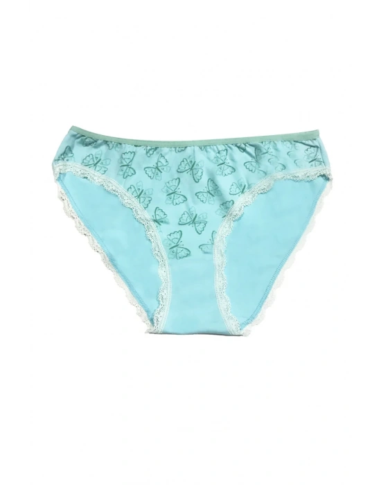 Berrak Kadın için Kenarları Beyaz Dantelli Mavi Renk Bikini Kod 11242