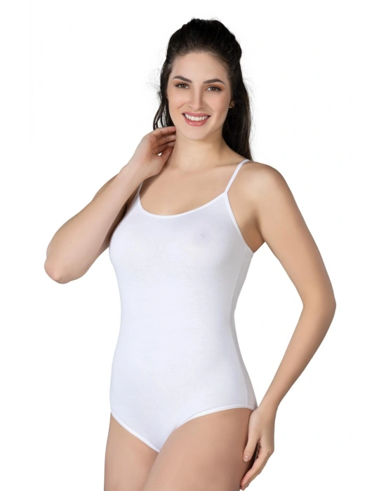 BEYAZ MI Emay 1415 Modal Cotton Çıtçıtlı İnce Askılı Body