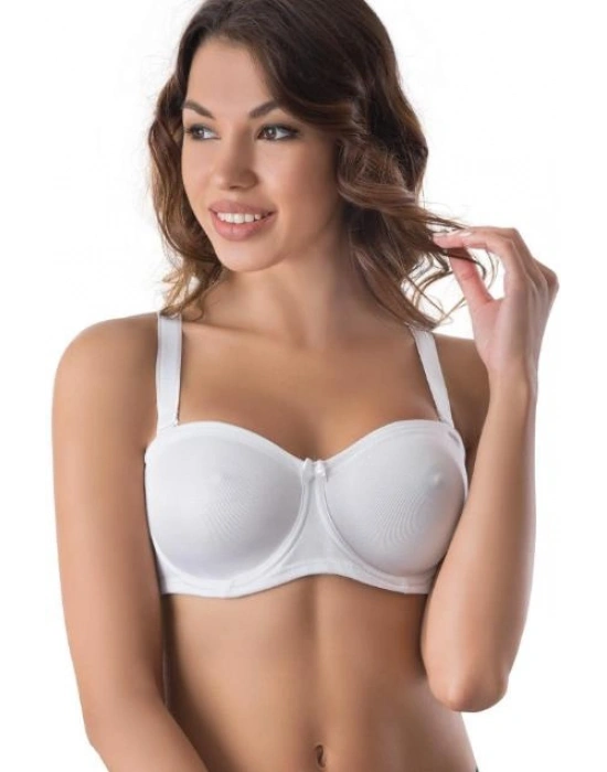 BEYAZ MI Emay 159 B Balenli Straplez Toparlayıcı Sütyen